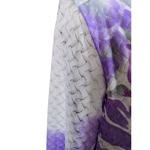 Alia Womens Plus Size 2X Top Blouse Lilac Short Sleeve Light Crochet Knit Lined - Picture 4 of 7